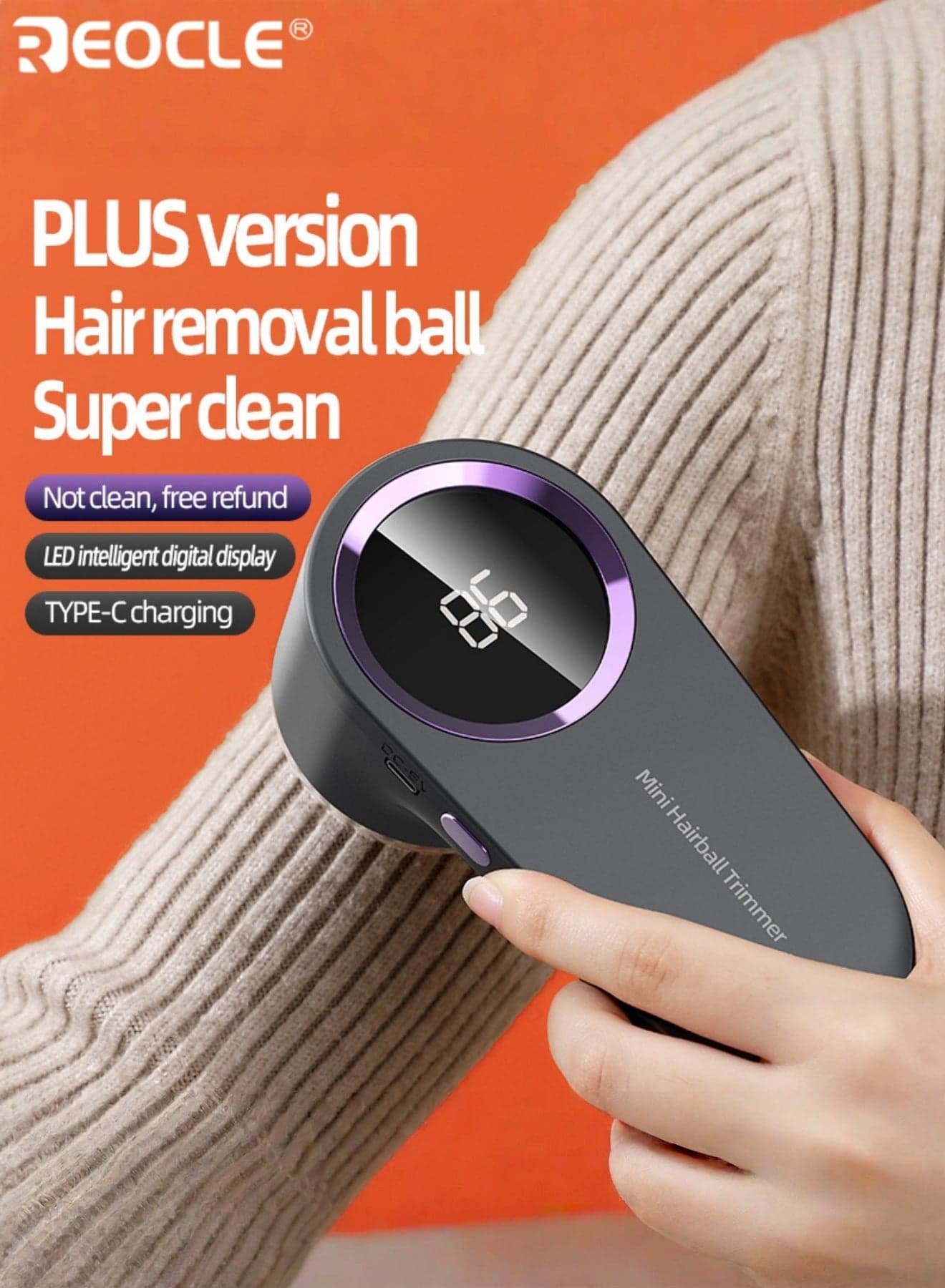 USB Rechargeable Lint Remover with LCD Display and Type-C Charging Portable Fabric Shaver with Easy Clean Feature for Home Travel Clothes Care