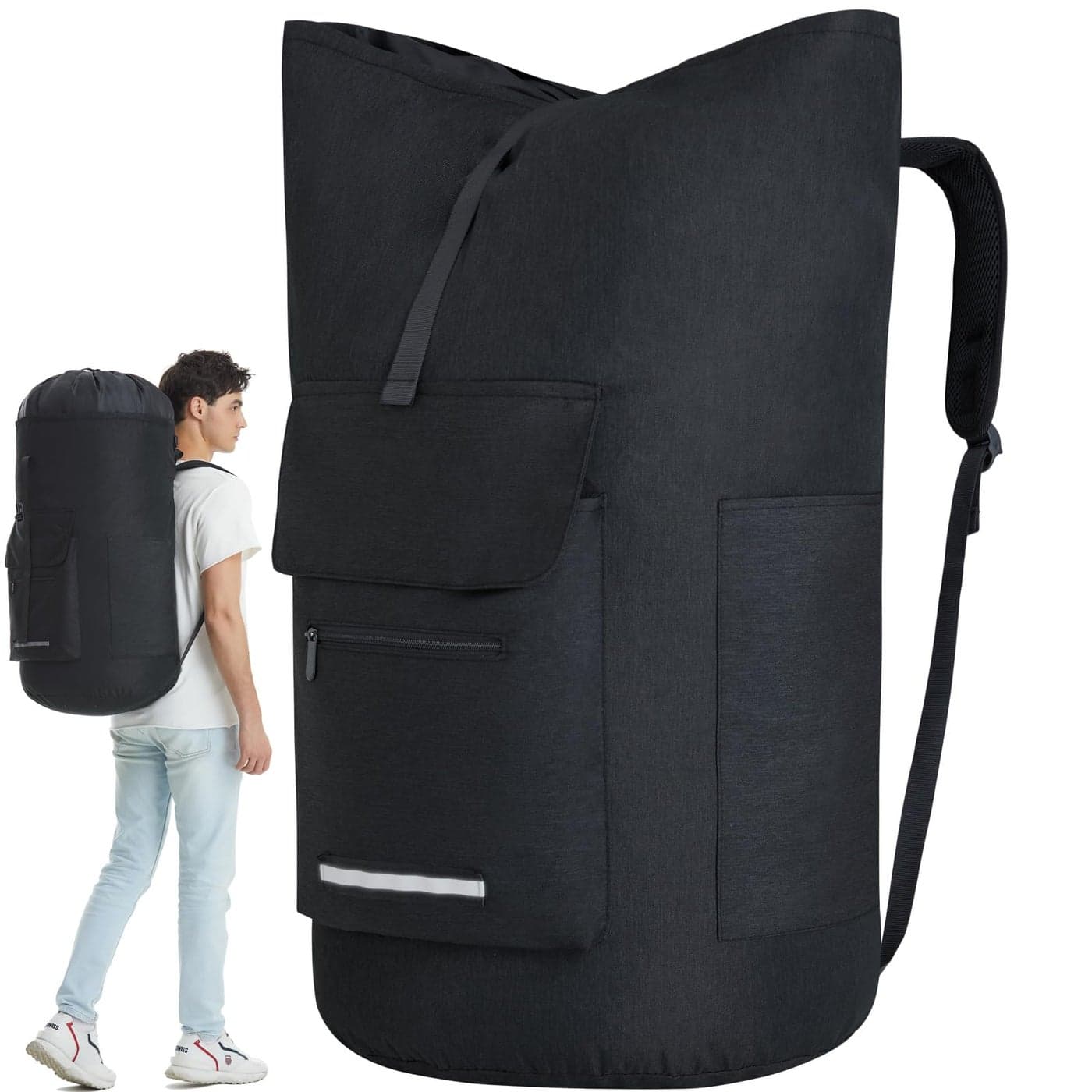 Laundry Bag Extra Large 115L Laundry Backpack Bag Laundry Bags Extra Large Heavy Duty Laundry Bag with Straps Clothes Hamper Bags with 4 Pockets College Laundromat Backpack for Dorm Room