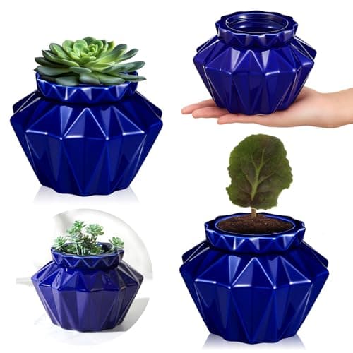 Sunnychicc 2 Set African Violet Pots Self Watering, 6" Outer / 3.7" Inner Ceramic Planter, 21-Day Auto Watering Indoor Pot for African Violets Herbs Succulents, Ideal Gift, No Plant