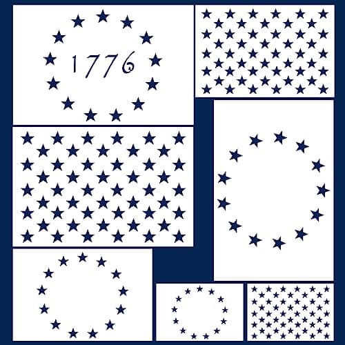Koogel American Flag 50 Star Stencil 13 Stars 1776 Stencils for DIY Crafts Patriotic Decorations Party School Projects Reusable Drawing Templates for Painting on Wood Wall Paper Fabric