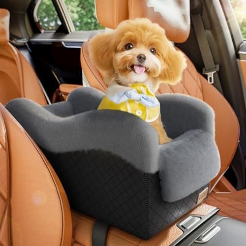 Mavora Max Portable Small Dog Seat for Car Luxury Center Console Dog Car Seat Booster with Safety Tethers AntiCollapse Pet Travel Carseat for SUV Truck BlackGrey