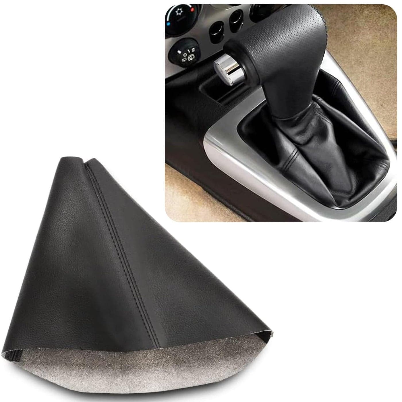 KBH Car Gear Shift Knob Boot Cover for Hummer H3 2005 2006 2007 2008 2009 2010 2011 Vinyl Leather Upholstery Shifter Dust Covering Skin Replacement Black
