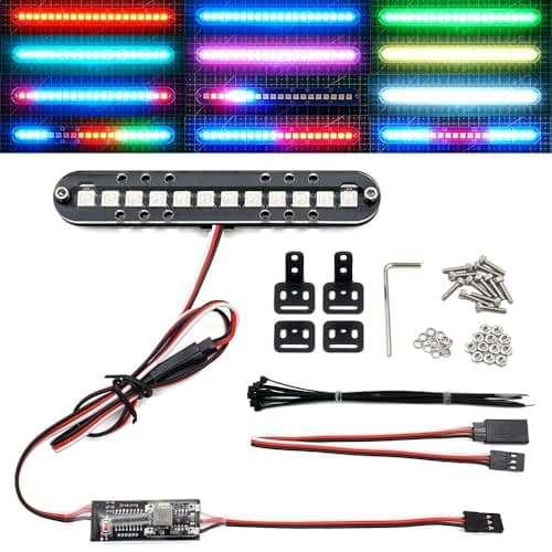 RC LED Light Bar Roof Lamp Headlight Tail Light Kit Bumper Compatible with Traxxas RC Car Truck Crawler Tamiya Losi HPI Rustler Axial Police 100mm 1 Bar