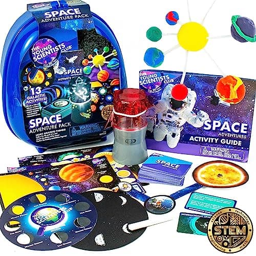 The Young Scientists Club Space Adventures Pack STEM Kit 13 Educational Activities Includes Reusable Backpack Space Navigator DIY Constellations Space Card Game More Multi 204755