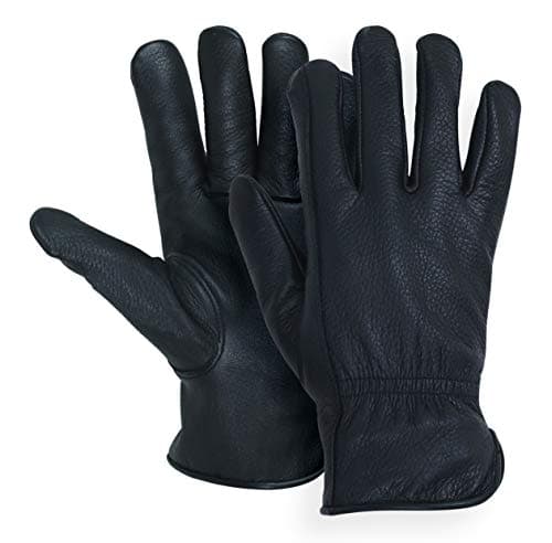 AMERICAN FUR MEN`S FULL GRAIN BLACK DEERSKIN LEATHER GLOVES LINED 40 GRAM 3M THINSULATE (3X-Large)