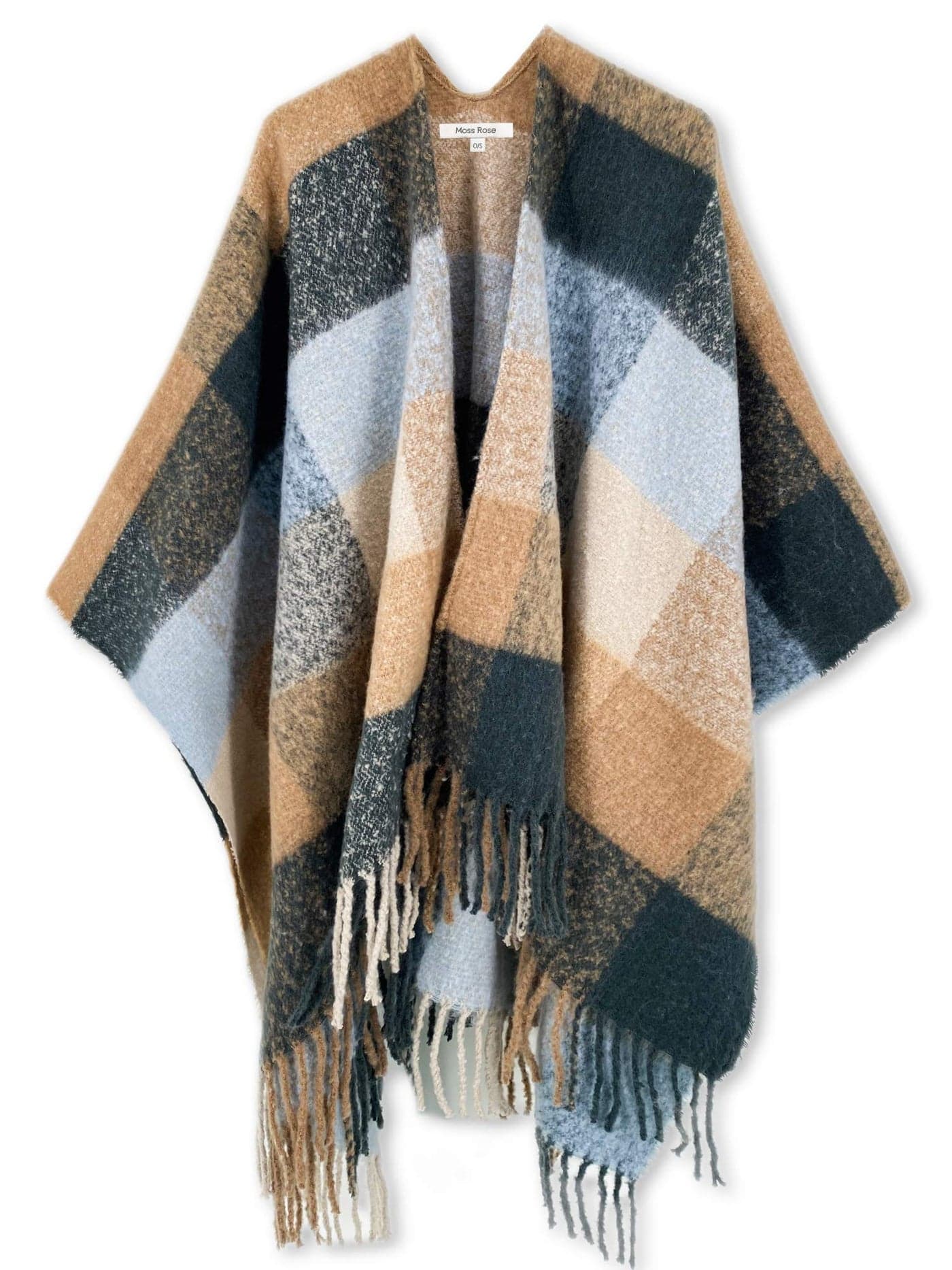 Moss Rose Women's Shawl Wrap Poncho Ruana Cape Open Front Sweater Cardigan for Fall Kimono Winter Holiday