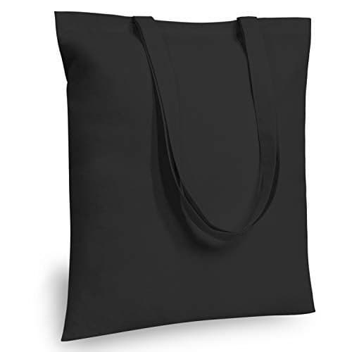 TOPDesign 6Pack Economical 16x15 Black Cotton Tote Bag Lightweight Medium Reusable Grocery Shopping Cloth Bags Suitable for DIY Advertising Promotion Gift Activity