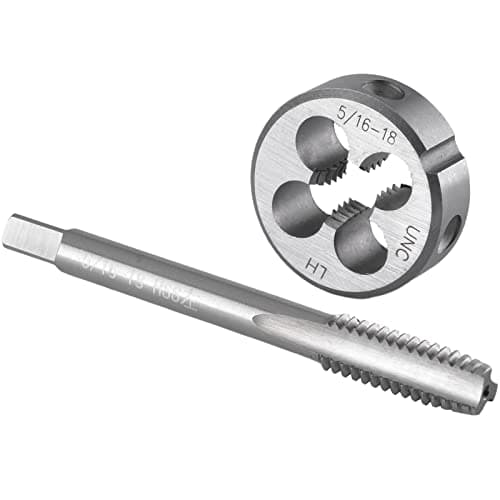 Burkit 5/16"-18 UNC Tap and Die Set Left Hand, 5/16 x 18 UNC Machine Thread Tap and Round Die
