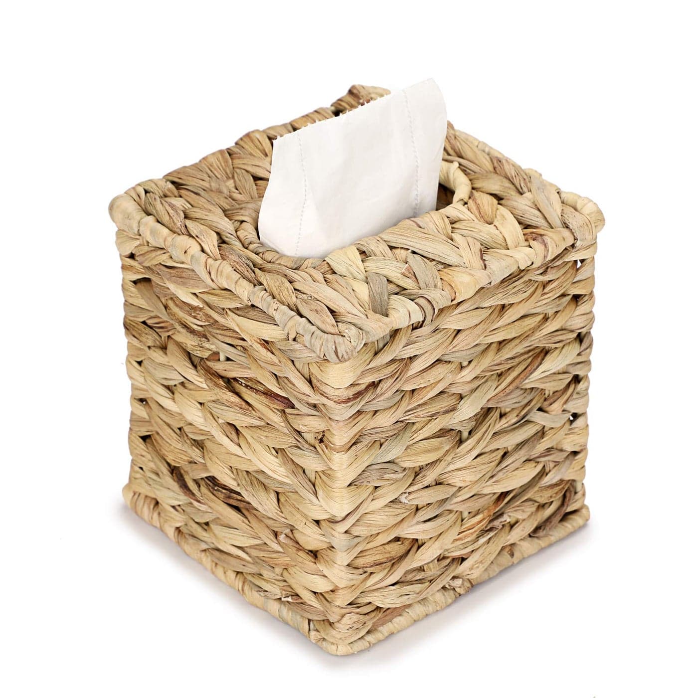 BSTKEY Water Hyacinth Facial Tissue Cover Decorative Hand Woven Paper Holder Household Tissue Storage Organizer Tissue Paper Holder Square