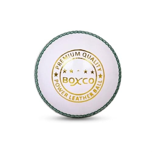 BOXCO Power White Leather Cricket Ball (Pack of 1) | Four Piece Hand-Stitched Seam Match Grade for T20, ODI & Test