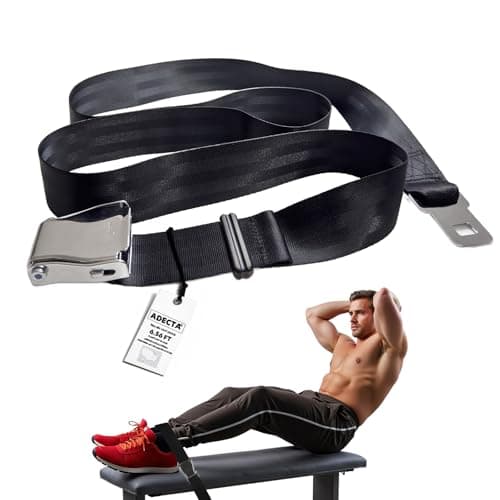 ADECTA Nordic Hamstring Curl Strap, 6.5FT Gym Seatbelt and Exercise Straps for Hamstring Stretch Strap & Mobilization Belt,Home Gym Women Men, Lifting Seatbelt Gym, Black