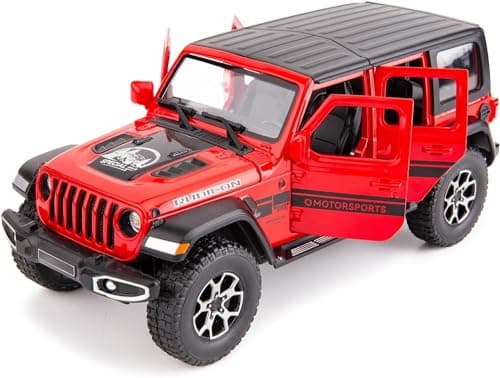 BDTCTK OffRoad 7 Door for Wrangler Diecast Toy Car Model 122 Scale Metal Alloy Vehicle for Kids Boys Girls Adults Doors Open Light and Sound Gifts Red