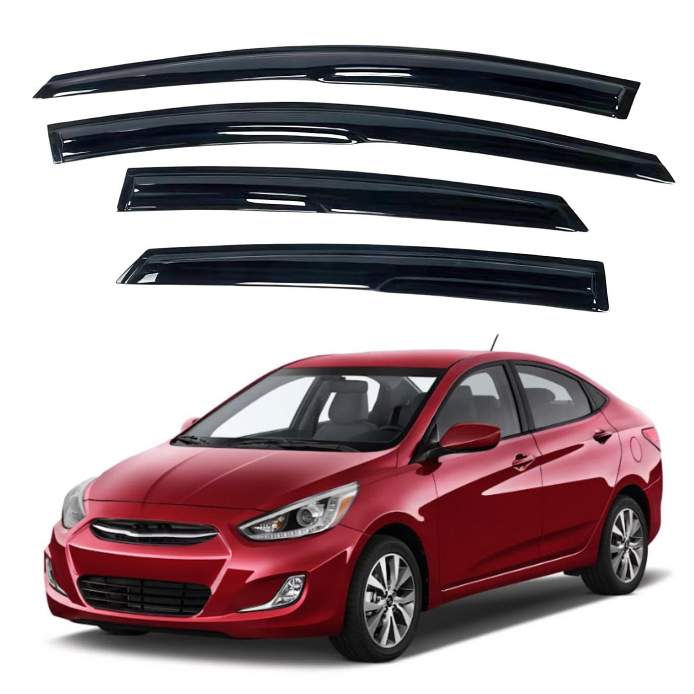 IG Window Visor for Hyundai Accent Sedan 20122017 Rain Guard TapeOn Extra Durable Sun Wind Side Vent Window Deflector Mugen Style 2012 2013 2014 2015 2016 2017 Sedan Only