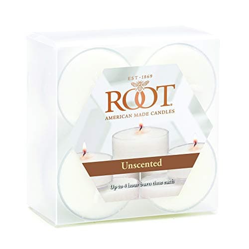 Root Candles 131015 Unscented Beeswax Blend Tealight Candles in Clear Cups 8Count