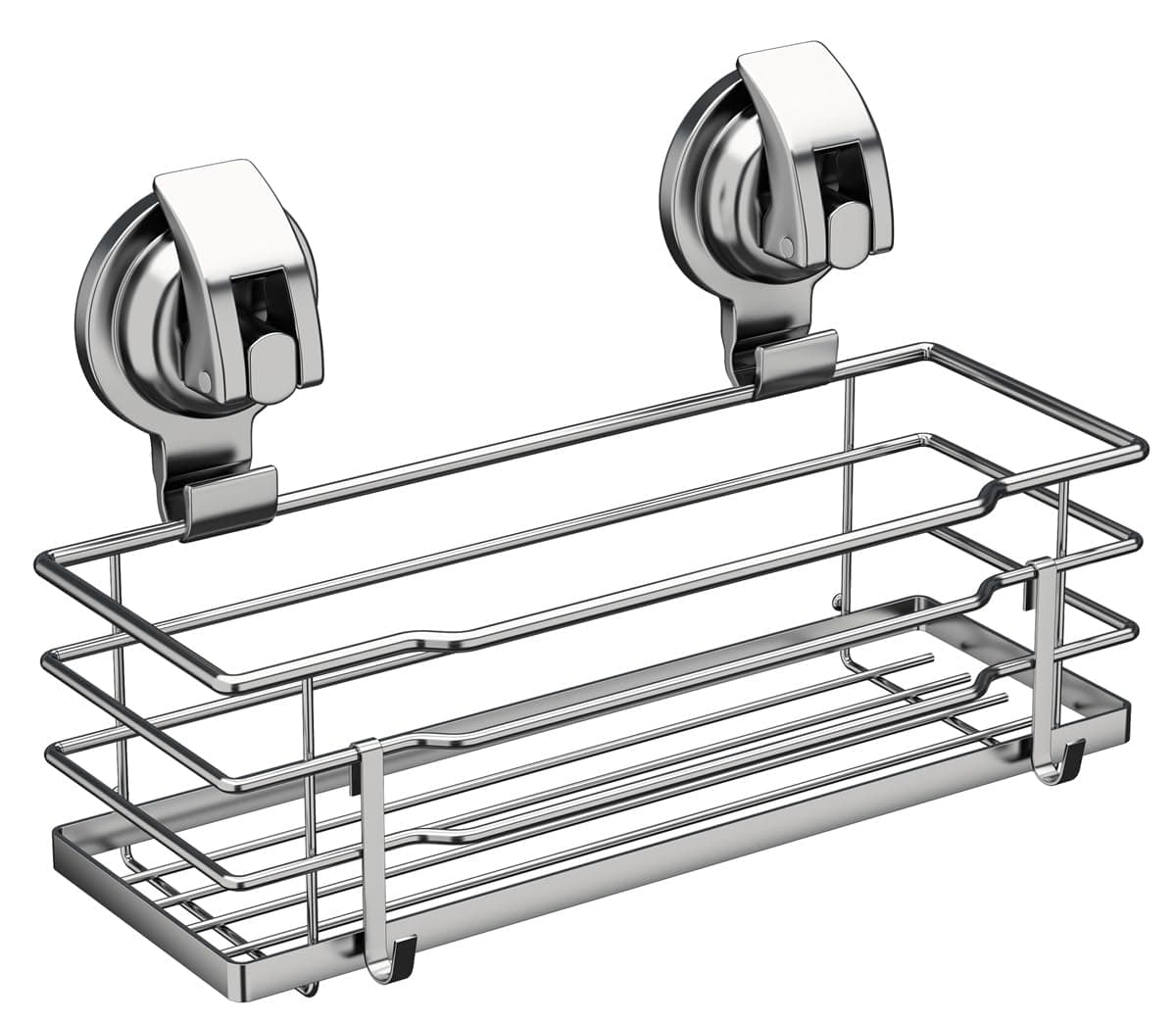 TESOT Suction Cup Shower Caddy Shower Shelf Soap Dish with Hooks for Razor Sponge Rust Proof 304 Stainless Steel Silver