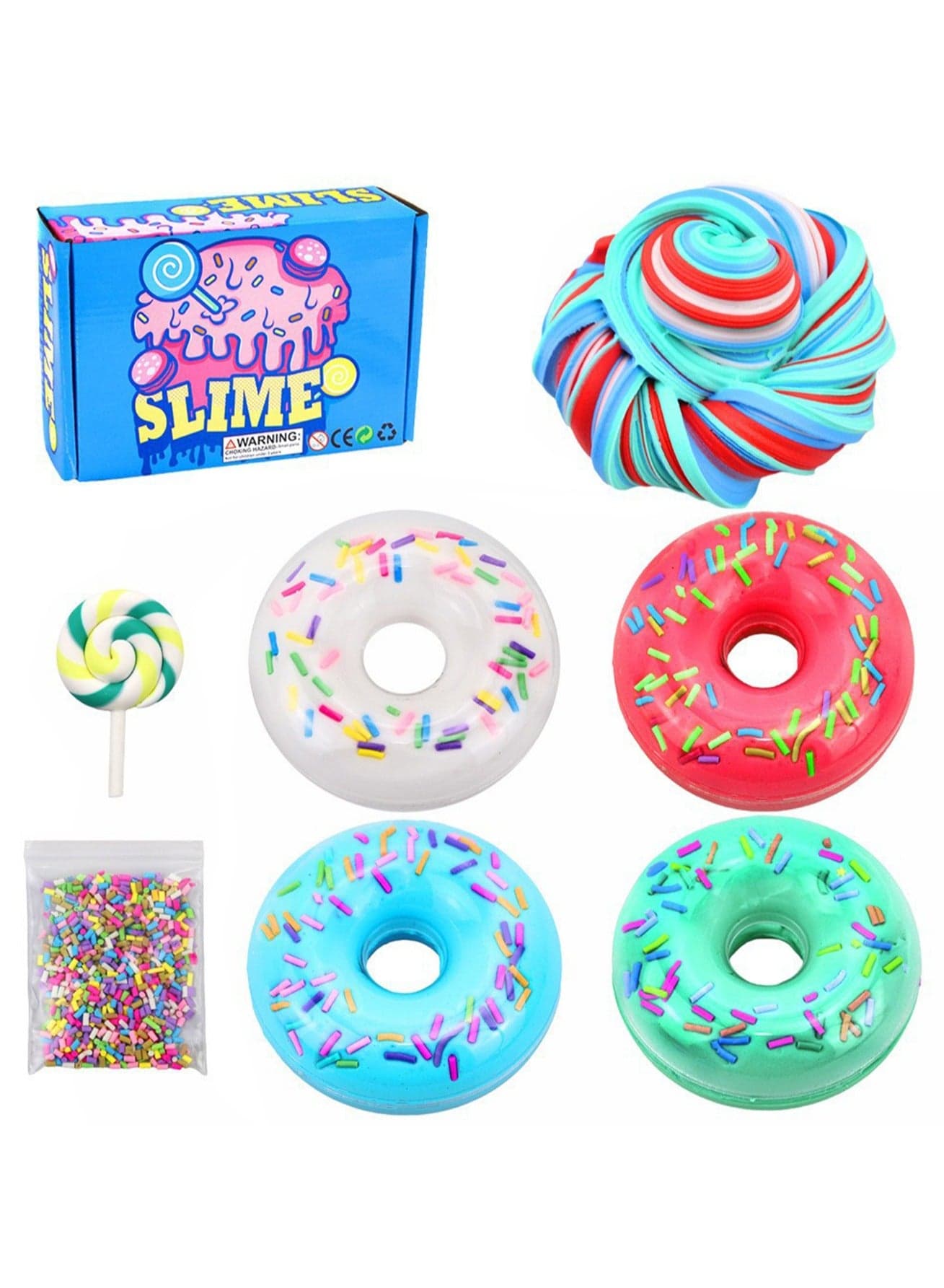 4pcs Donut Candy Slime Cotton Mud (Red, White, Blue And Green 4-Color Set)