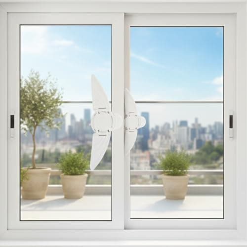 Safe-O-Kid Elegant Butterfly Shaped Window Lock for Sliding Windows & Doors, Child Finger Safety Protector, BPA-Free Baby Safety Lock for Kids & Toddlers, Easy to Install (White)