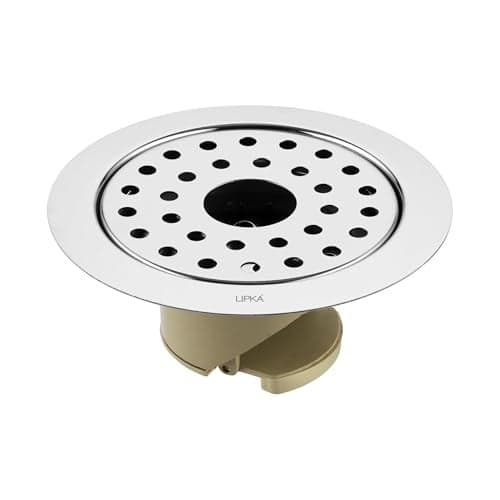 Lipka Stainless Steel Round Floor Drainer with Hole | Floor Drainer for Bathroom 5 Inches with Hole|PVC Anti Cockroach with Hole | Bathroom Floor Trap Jali | Bathroom Drain Jali with Hole