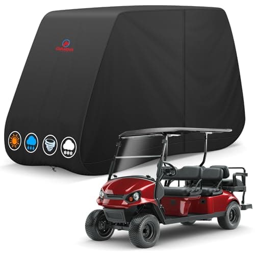 Comnova Golf Cart Cover 6 Passenger - 600D Waterproof Golf Carts Enclosure with Zipper, Windproof & UV Resistant, Outdoor Golf Cart Cover Universal Fit EZGO, Club Car, Yamaha up to 138"L x 48"W x 66"H
