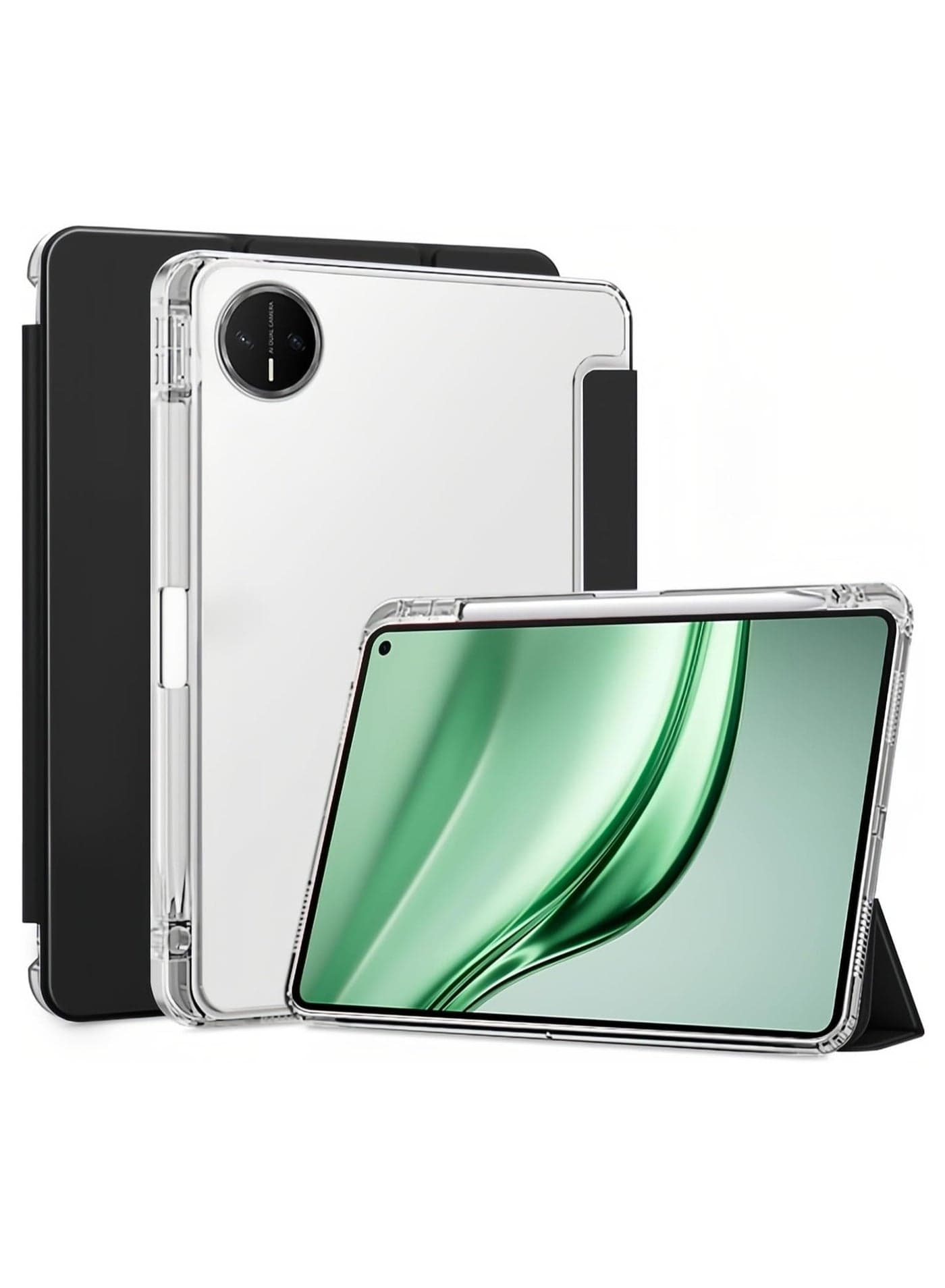 Smart Case Compatible with Honor Pad X7 8.7 inch 2025 Released Case with Auto Wake/Sleep, TPU Slim Cover w/Pencil Holder Shockproof Cover with Clear Back Shell(Black)