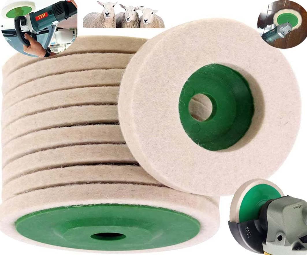 DIY Crafts 4 INCH, 2, 100mm Wool Felt Disc Polishing Buffing Wheel Pad Bore Wool Felt Buffing Pad Wheel Disc for Polishing Stainless Steel Metal Marble, Glass Ceramic Etc. for An (4 INCH, 2)