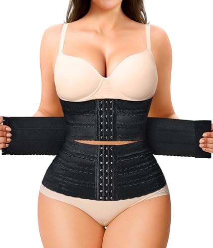 Nebility Waist Trainer for Women Corset Shapewear Tummy Control Segmented Waist Cincher Workout Girdle(Black, M)