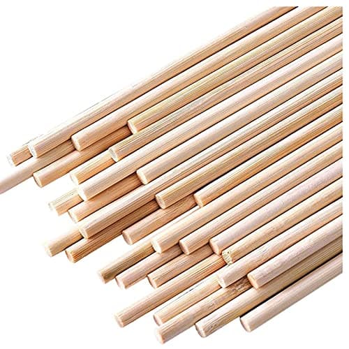HOPELF 25PCS Wooden Dowel Rods - 1/4 x 12 Inch Bamboo Sticks - for Crafts, Cake Dowels and DIY Projects