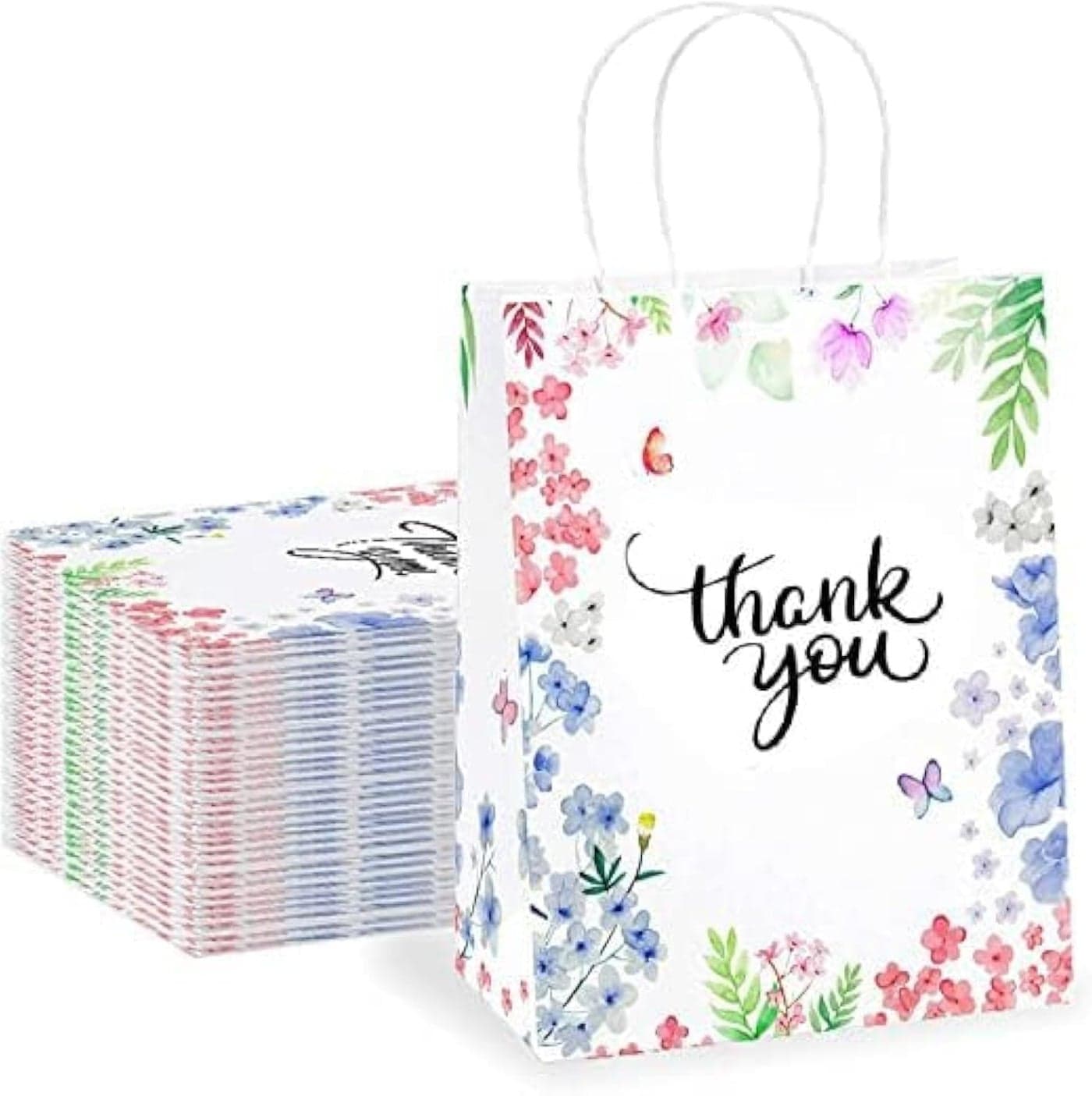 Gitanjali Paper Curves®- Gift Paper Bag (Thank You) - 10pcs 8x4x10 inch- Small Party Favor Goodie Bag, Craft Paper Return Gift Bags I Disposable Recycled Eco friendly Gifting Covers (10)