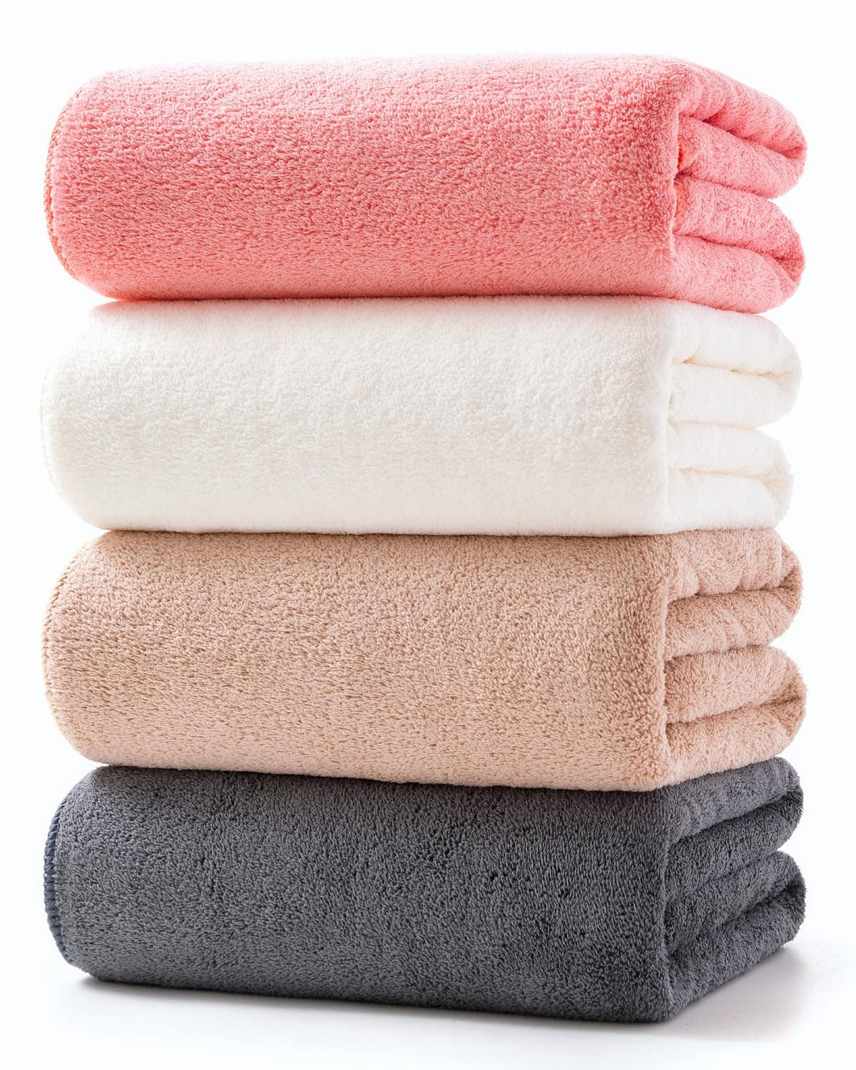 Lumimi Towels 4Piece Soft Microfiber Bath Towel Set Incredibly Absorbent Lightweight Quick Dry and Durable 55 L x 27 W 4 Pack Multicolour