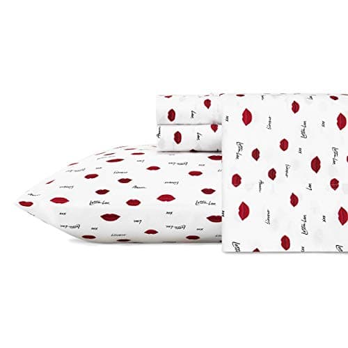 Betsey Johnson - Queen Bed Sheets, Soft & Lightweight Bedding, Fade & Wrinkle Resistant (Love Lips, Queen)