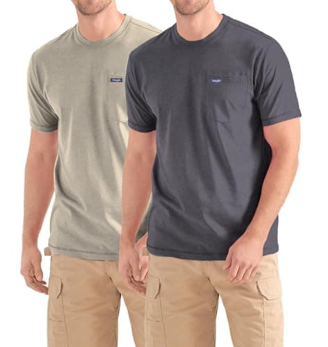 Wrangler Big and Tall T-Shirts for Men - 2 Pack Cotton Tee with Chest Pocket