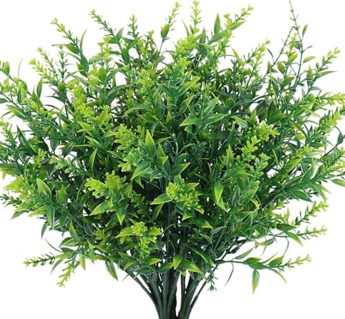 RECUTMS Fake Plants Artificial Spring Plants Outdoor Fake Flowers for Outdoor Artificial Flowers UV Resistant Artificial Plants Outside Front Porch Spring Decorations for HomeGreen