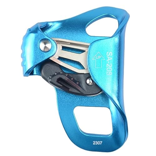 SEPEAK Upgraded Climbing Chest AscenderCE Certified 100kgs Strong Rappelling Gear Equipment WSharp Stainless Teeth for Rock Climbing Tree Arborist Rescue Mountaineering 813MM Rope4kNBlue