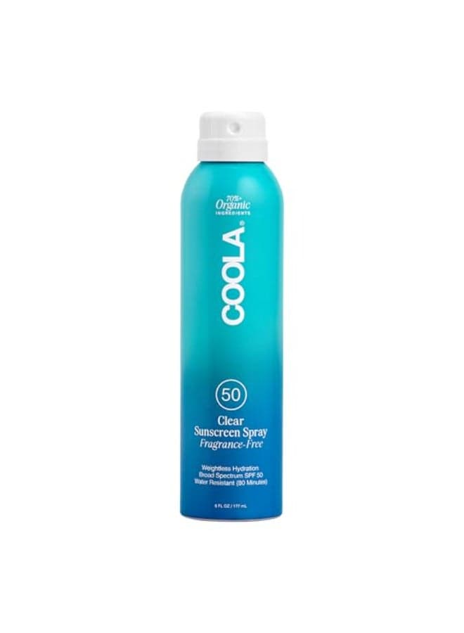COOLA Organic Sunscreen SPF 50 Sunblock Spray Dermatologist Tested Skin Care for Daily Protection Vegan and Gluten Free Fragrance Free 6 Fl Oz
