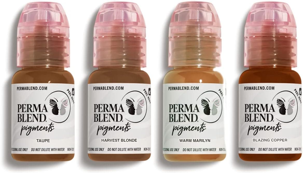 Perma Blend Eyebrow Light Pigments Tattoo Kit Microblading Ink Professional Tattoo Ink Copper Modifier Taupe Brunette Blackish Brown Tattoo Ink 05 oz Each 4 Products