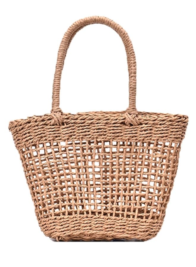 Versatile Elegant Woven Handbag Brown
