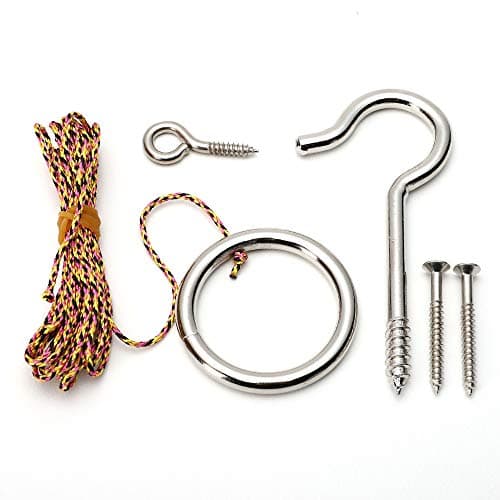 IParts Hook and Ring Swing DIY Kit Heavy-Duty Hardware and String Ring Toss Game Indoor – Outdoor(Set-up Instruction Included)