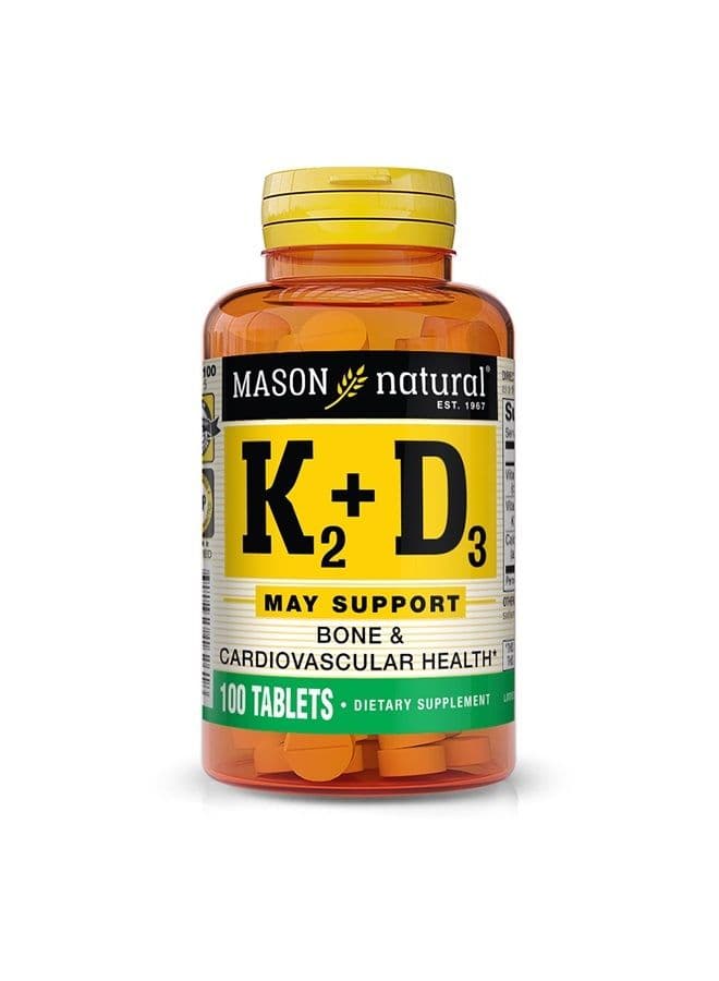Vitamin K2 100 mcg Plus Vitamin D3 - Supports Bone, Cardiovascular & Muscle Health, 100 Tablets