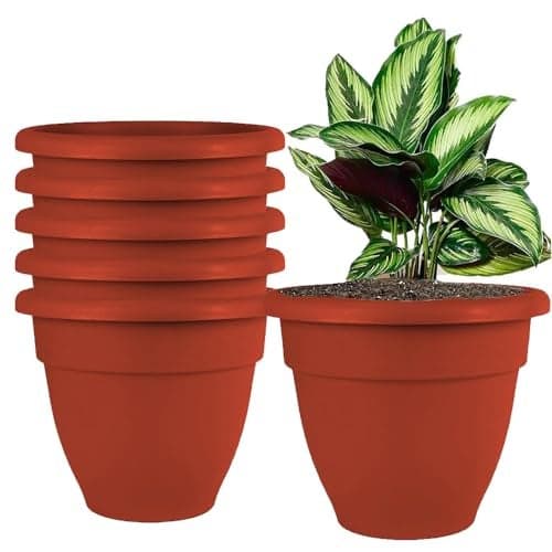 IMAGINEA 18 Inch Flower Pots for Home Decoration | Pack of 6| Lightweight Indoor Outdoor Plastic Gamla for Living Room, Balcony, Garden Pots Tree Planter Container Planter