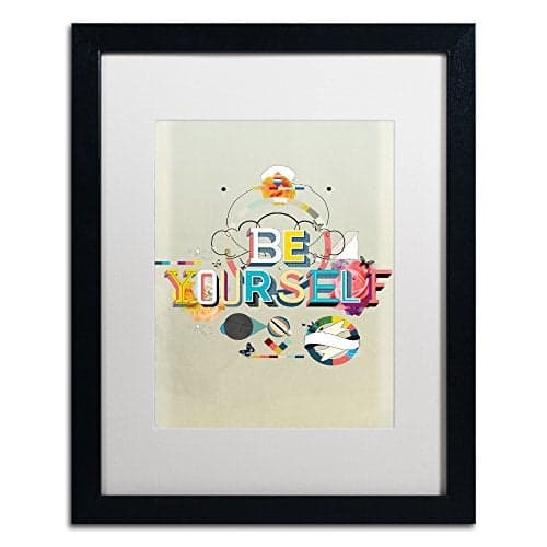 Trademark Fine Art Be Yourself in White Matte and Black Frame Artwork by Kavan & Co, 16 by 20-Inch