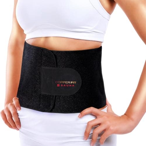 Copper Fit Infrared Sauna Belt Waist Trainer for Men Women Increases Sweat Supports Core Adjustable Compression CopperInfused Black LXL