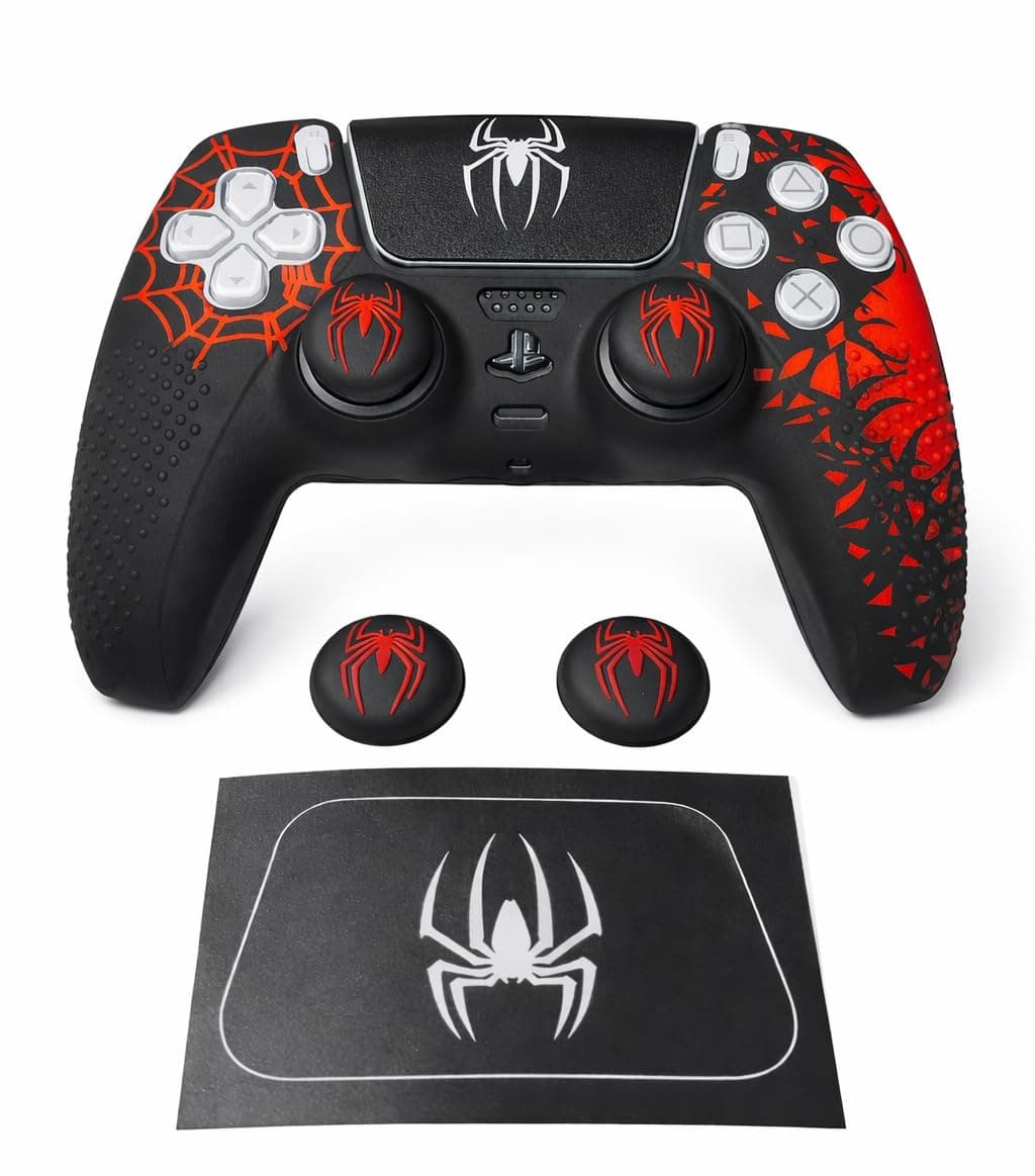 EDNITA Controller Cover for PS5 Silicone Skin, Controller Accessories, Non-Slip PS 5 Case with Thumb Grip Caps, Touch Pad Sticker and Covers Wrap Stickers (Pack of-1)