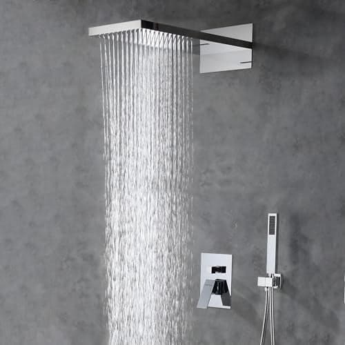 Plantex Shower Panel for Bathroom/Solid Brass 3 in 1 Bathroom Shower Set/Overhead Shower with Dual Function/Handshower with Waterfall Outlet –Chrome