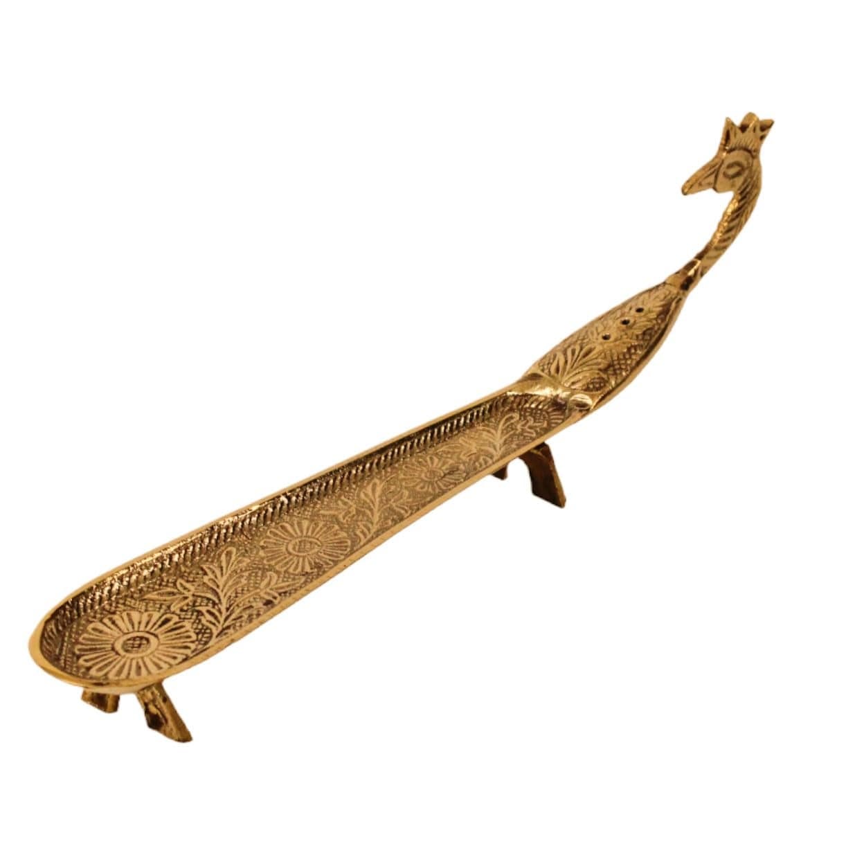 Putrika Brass Incense Stick Holder Stand Holder Burner with Ash Catcher Agarbatti Batti Stand Dhup Dhoop Best for Puja Pooja24cm25cm75cmWeight 170gm Peacock Agarbatti Engraved