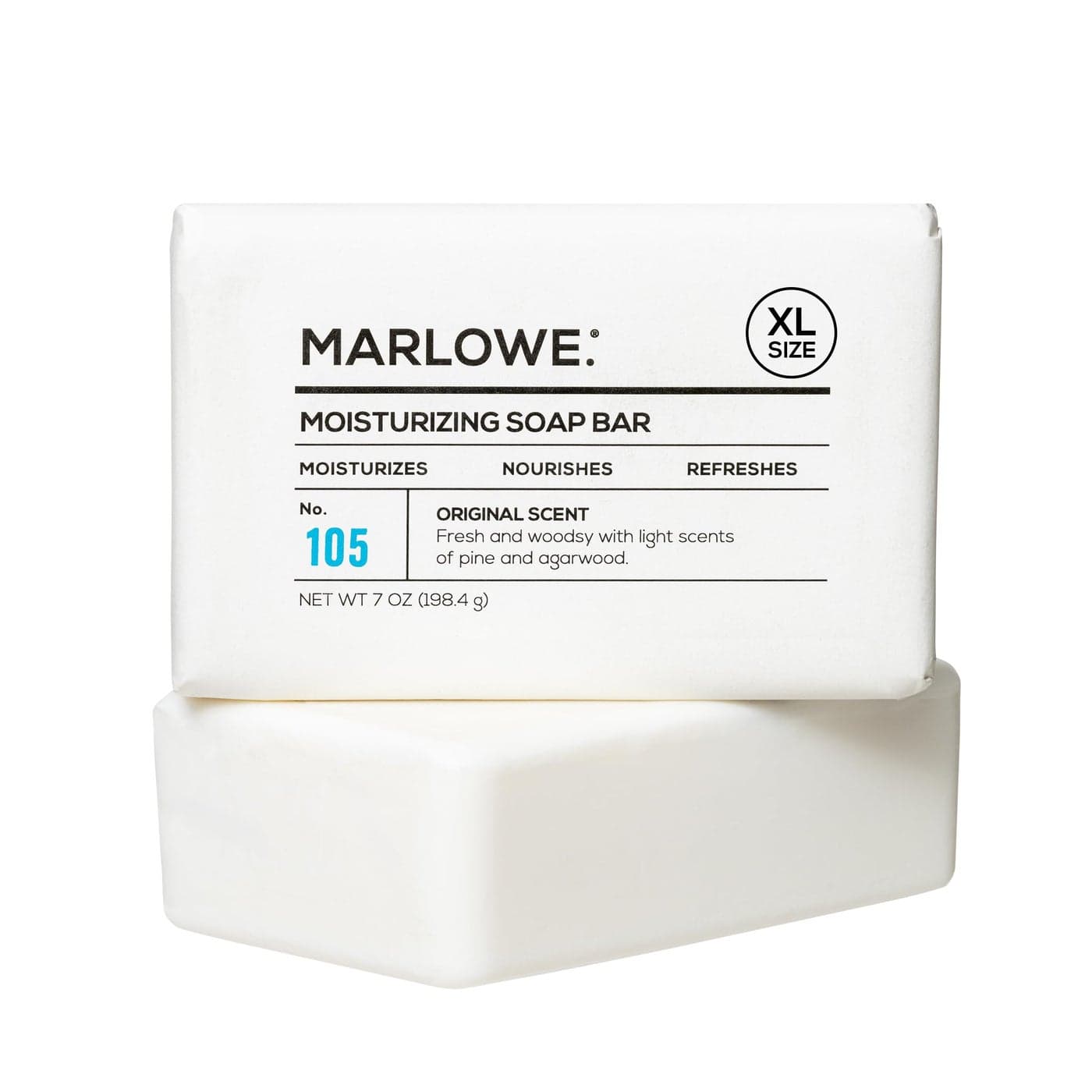 MARLOWE No 105 Bar Soap for Men 7 oz Moisturizing Body Soap Nourishing Refreshing with Natural Extracts Shea Butter Olive Oil Green Tea Extracts Fresh Woodsy Scent