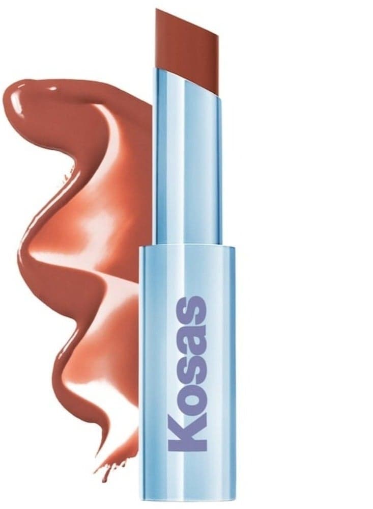 Kosas Wet Stick Moisturizing Shiny Sheer Lipstick with Ceramides Island High - Warm Toasty Red 3g