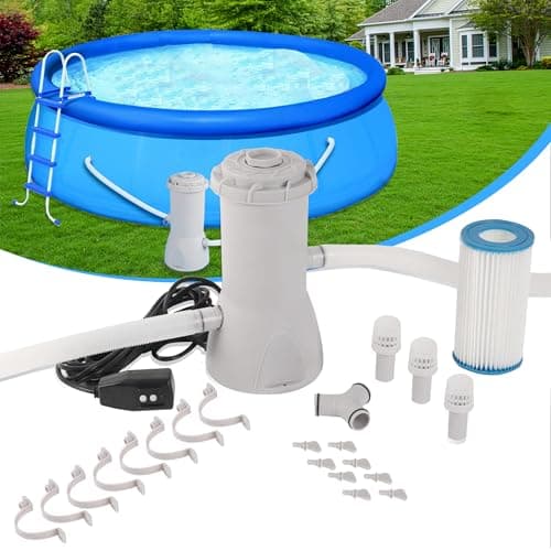 TonGass 800 GPH Pool Filter Pump for Above Ground Pools, Powerful Circulation System with Filter Cartridge, GFCI Safety Protection, Easy to Install Pool Pump for Pools up to 5000 Gallons