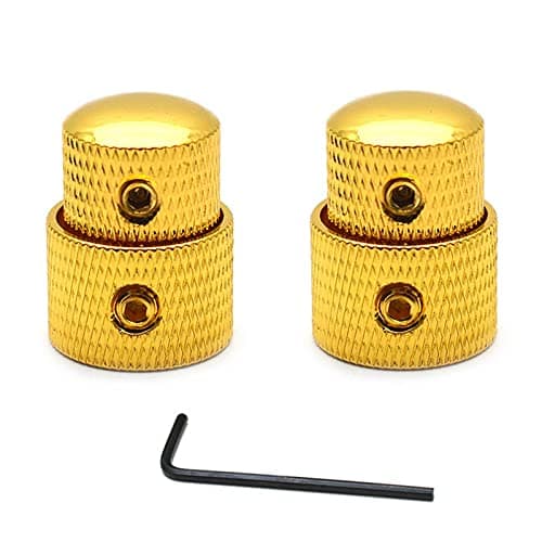 SAPHUE Guitar Dual Concentric Stacked Control Knobs Sets Metal with Wrench Replacement for Electric Guitar Bass 2 Sets(Gold)