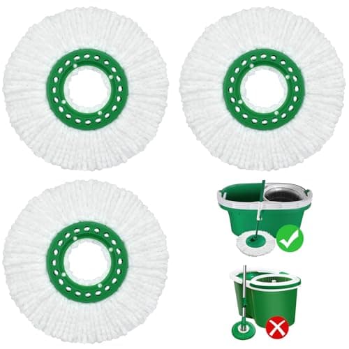 Reusable Mop Head Replacement for Libman Tornado Spin Mop Thick Microfiber Spin Mop Refill Heads for Libman Tornado Spin Mop System Easy to Replace and Machine Washable Wet Dry Clean White 3 Pack