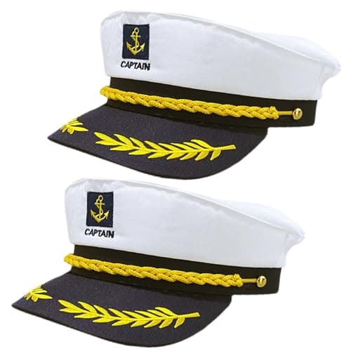 PEWHAUL 2pcs Captain hat, admiral sailor caps, Captain Yacht Hat for men women navy captain costumes accessory